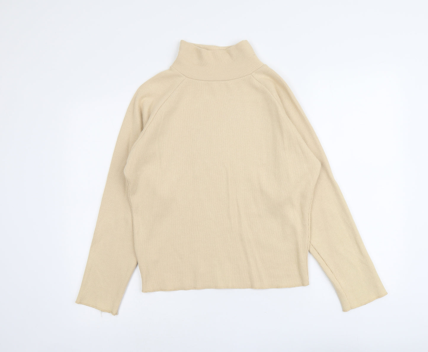 Studio Womens Beige High Neck Acrylic Pullover Jumper Size 10 - Ribbed