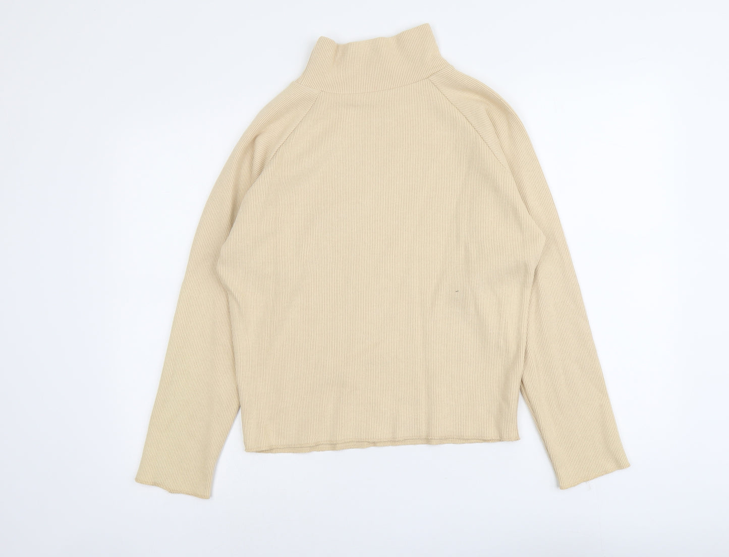 Studio Womens Beige High Neck Acrylic Pullover Jumper Size 10 - Ribbed