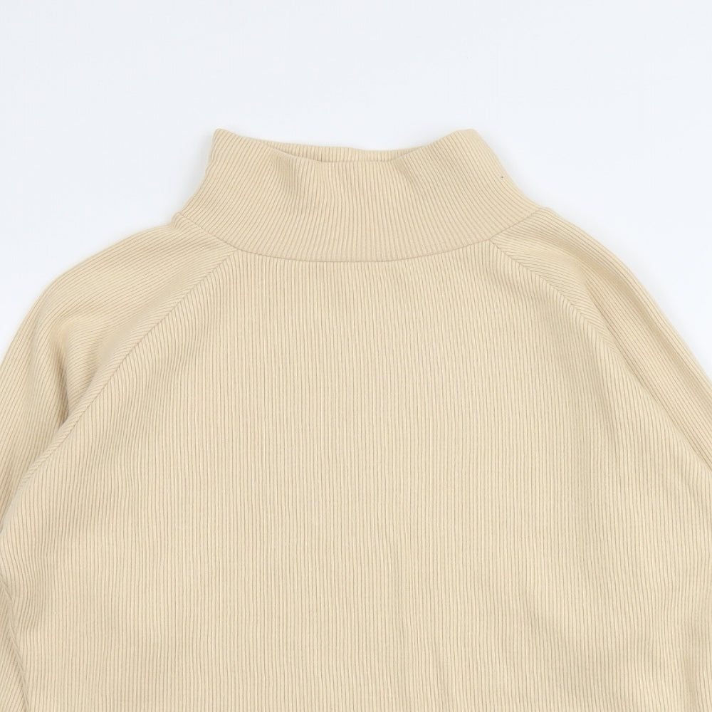 Studio Womens Beige High Neck Acrylic Pullover Jumper Size 10 - Ribbed