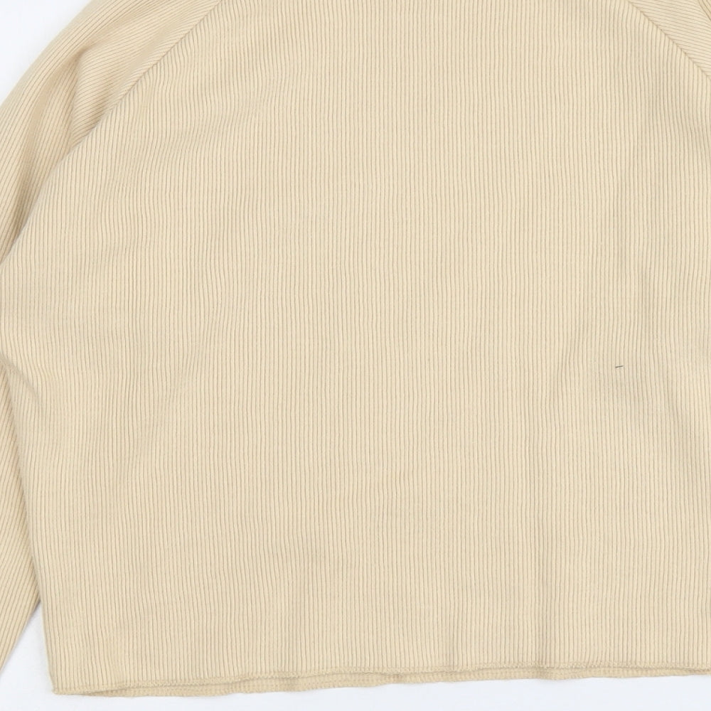 Studio Womens Beige High Neck Acrylic Pullover Jumper Size 10 - Ribbed