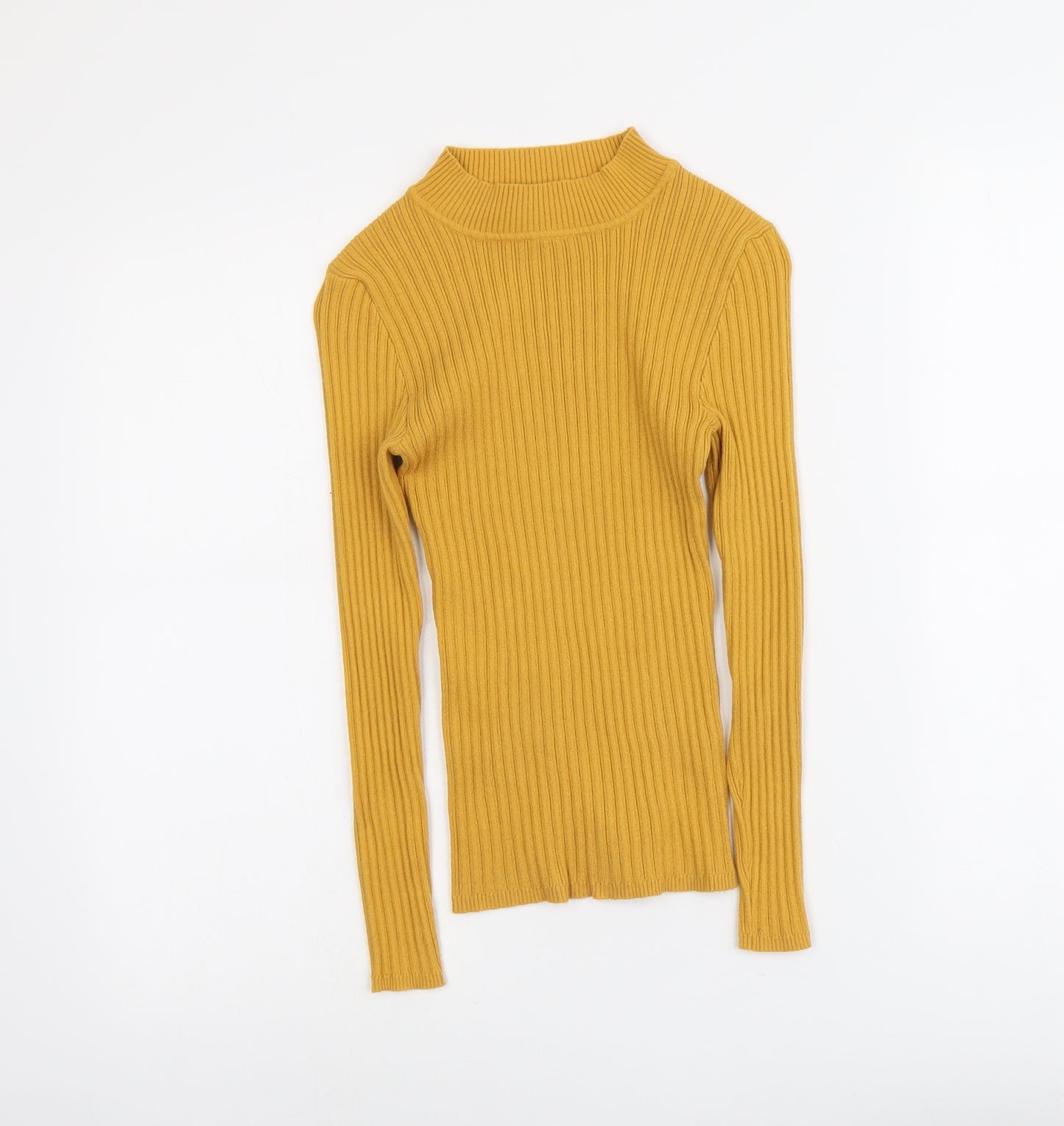 Primark Womens Yellow Mock Neck Acrylic Pullover Jumper Size XS - Ribbed