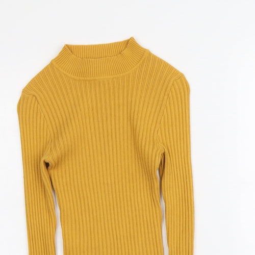 Primark Womens Yellow Mock Neck Acrylic Pullover Jumper Size XS - Ribbed