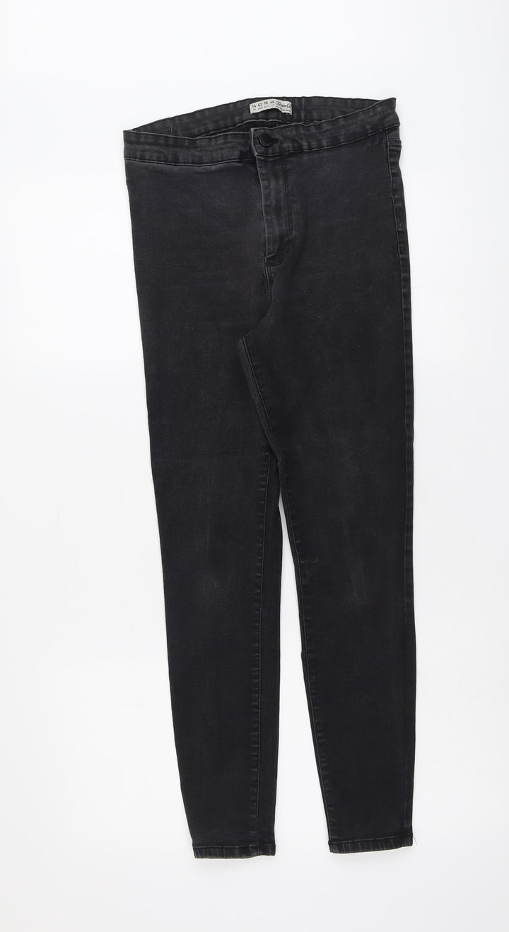 Denim & Co. Womens Grey Cotton Skinny Jeans Size 14 L26 in Regular Button