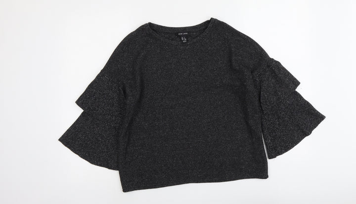 New Look Womens Grey Boat Neck Polyester Pullover Jumper Size S