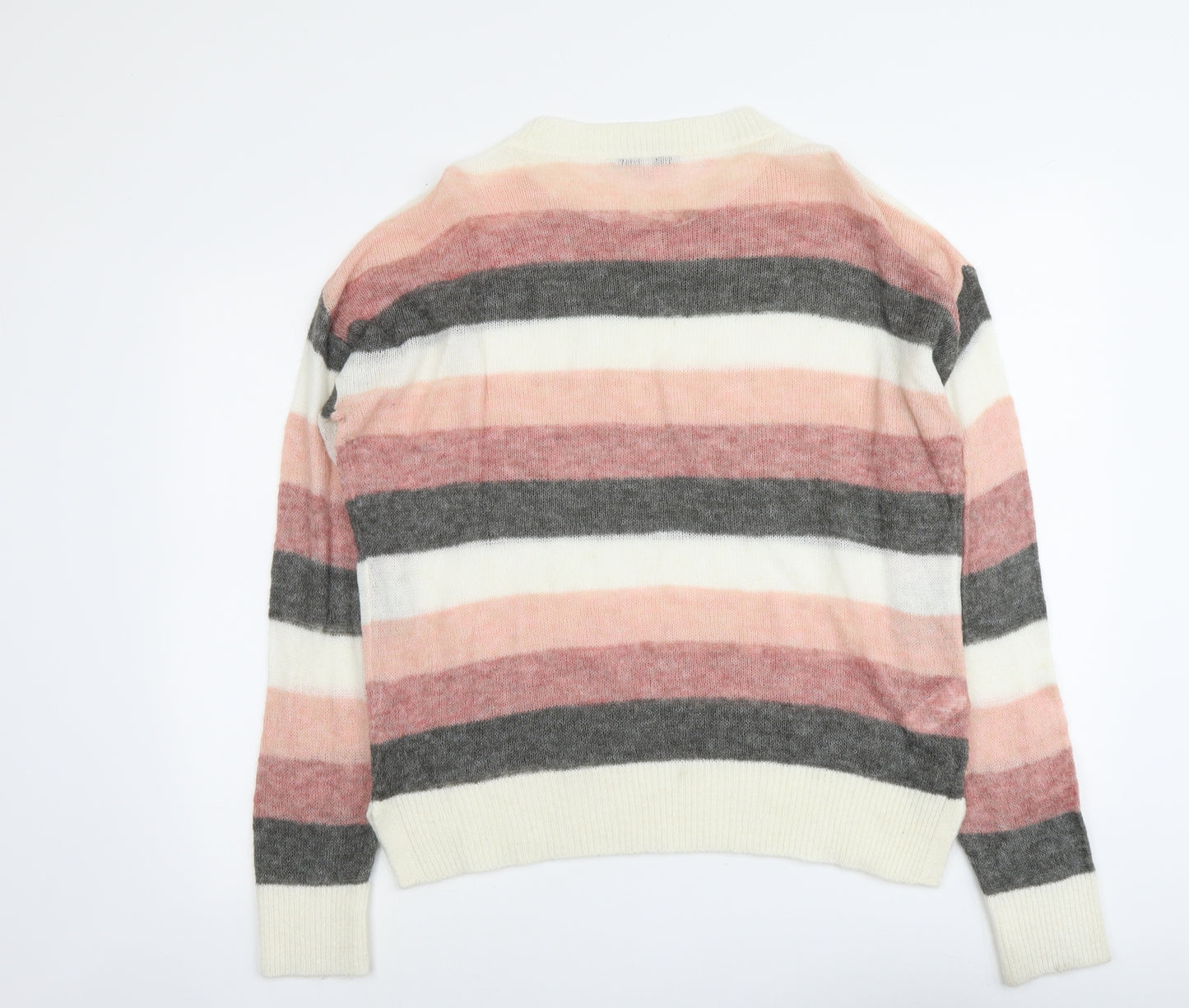 NEXT Womens Multicoloured Round Neck Striped Acrylic Pullover Jumper Size M
