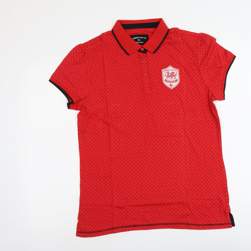 Cardiff City FC Womens Red Polka Dot Cotton Basic Polo Size XL Collared - Cardiff City FC