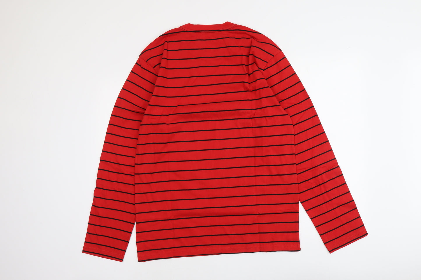 Cardiff City FC Mens Red Striped Cotton T-Shirt Size L Round Neck