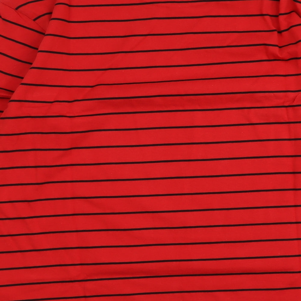 Cardiff City FC Mens Red Striped Cotton T-Shirt Size L Round Neck