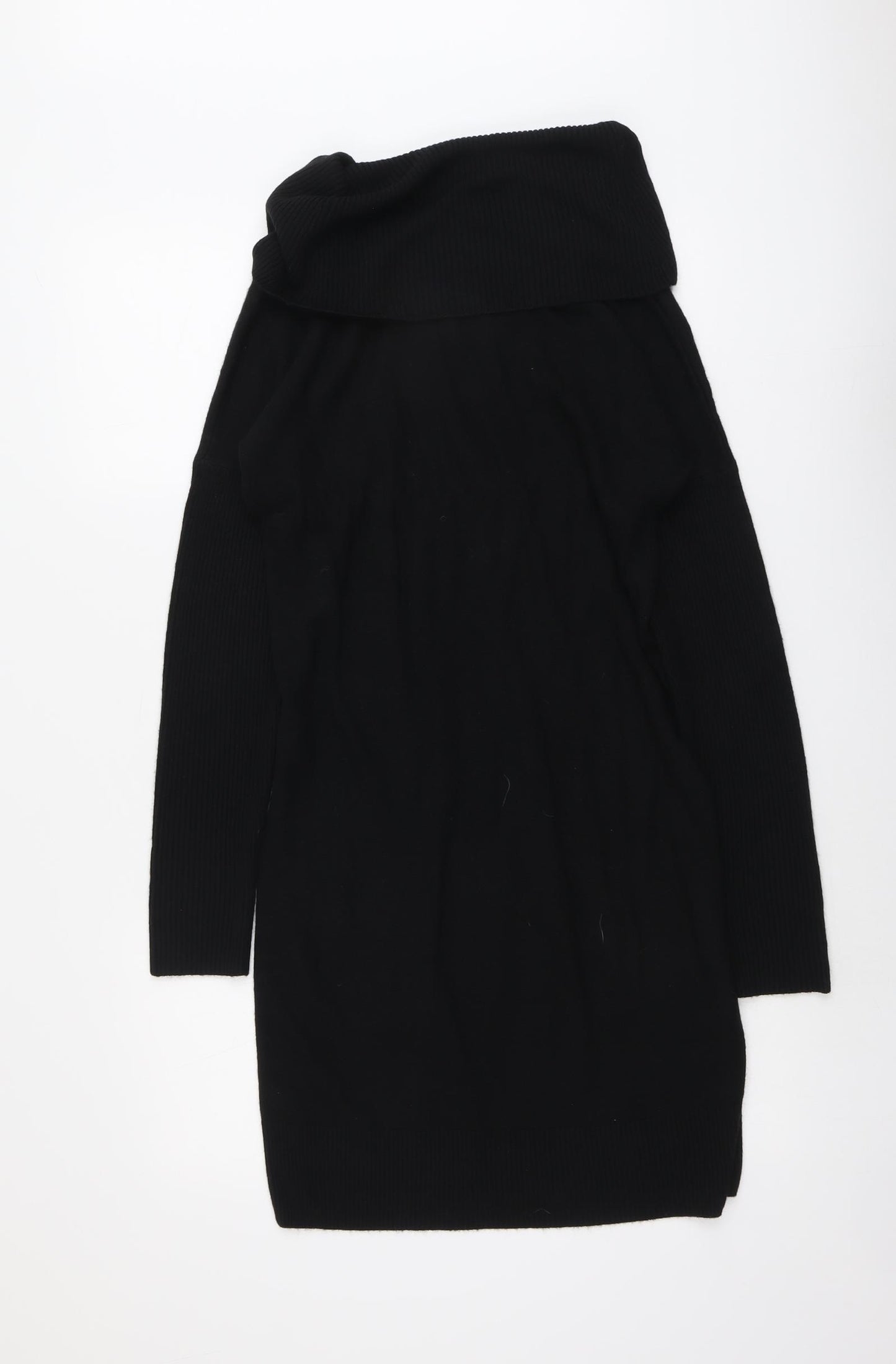 Peacocks Womens Black Acrylic Jumper Dress Size 8 Roll Neck Pullover