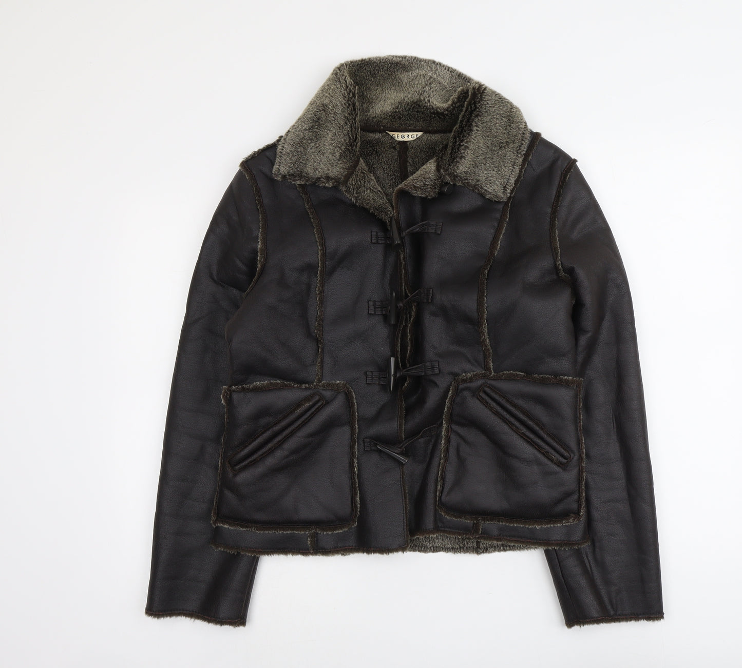 George Womens Brown Jacket Size 12 Button