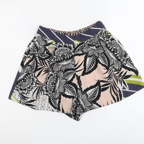 Topshop Womens Multicoloured Floral Polyester Culotte Shorts Size 8 L3 in Regular Button