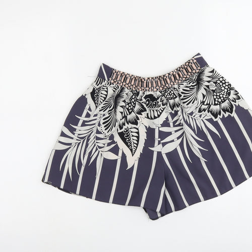Topshop Womens Multicoloured Floral Polyester Culotte Shorts Size 8 L3 in Regular Button