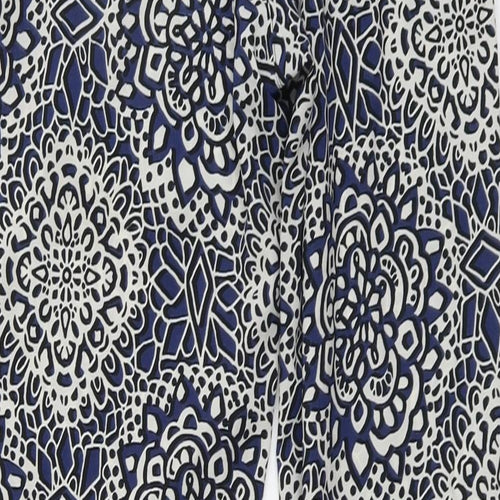 Topshop Womens Blue Geometric Polyester Jogger Trousers Size 8 L27 in Regular Drawstring