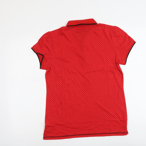 Cardiff City FC Womens Red Polka Dot Cotton Basic Polo Size L Collared - Cardiff City FC