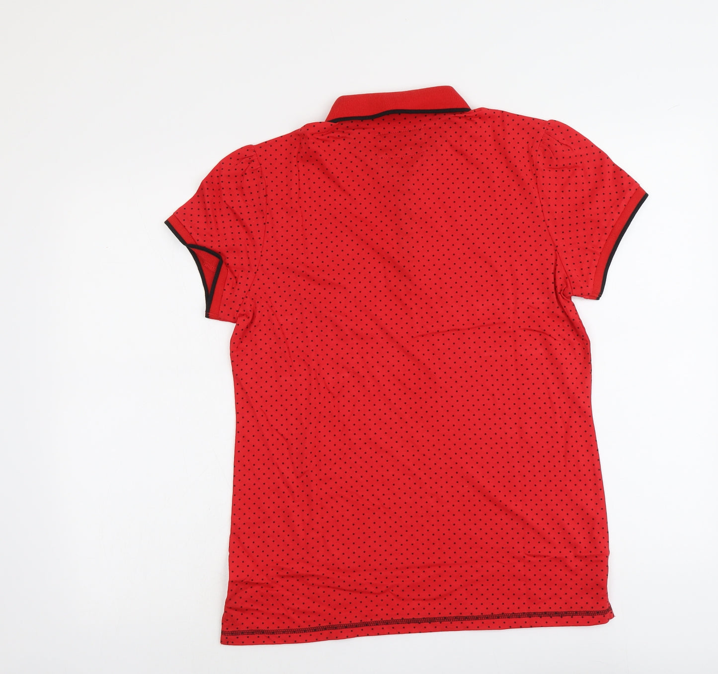 Cardiff City FC Womens Red Polka Dot Cotton Basic Polo Size L Collared - Cardiff City FC