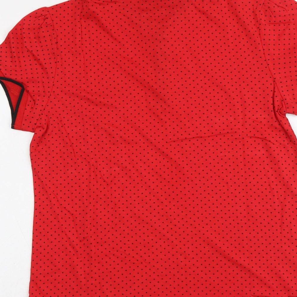 Cardiff City FC Womens Red Polka Dot Cotton Basic Polo Size L Collared - Cardiff City FC