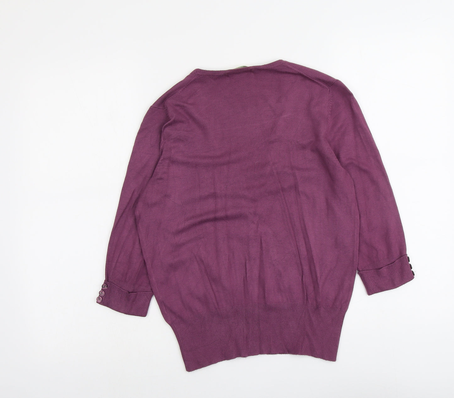 Marks and Spencer Womens Purple V-Neck Viscose Cardigan Jumper Size 12