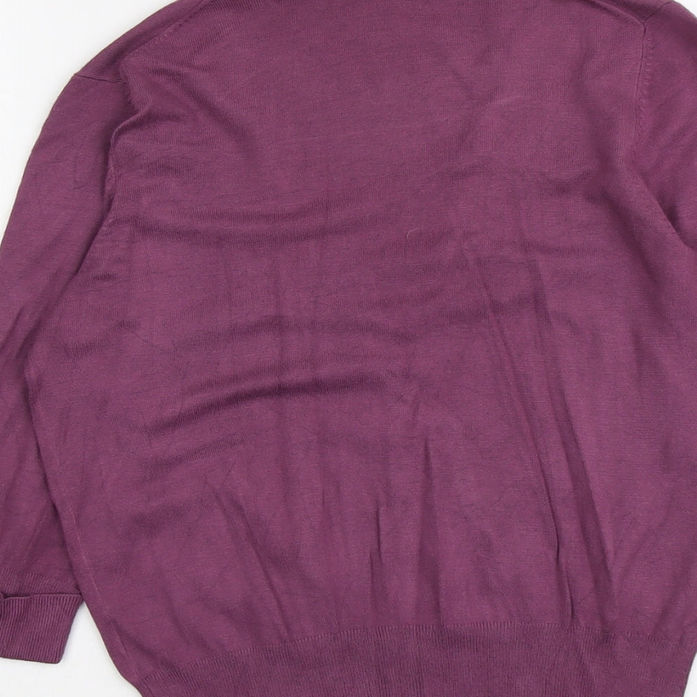 Marks and Spencer Womens Purple V-Neck Viscose Cardigan Jumper Size 12