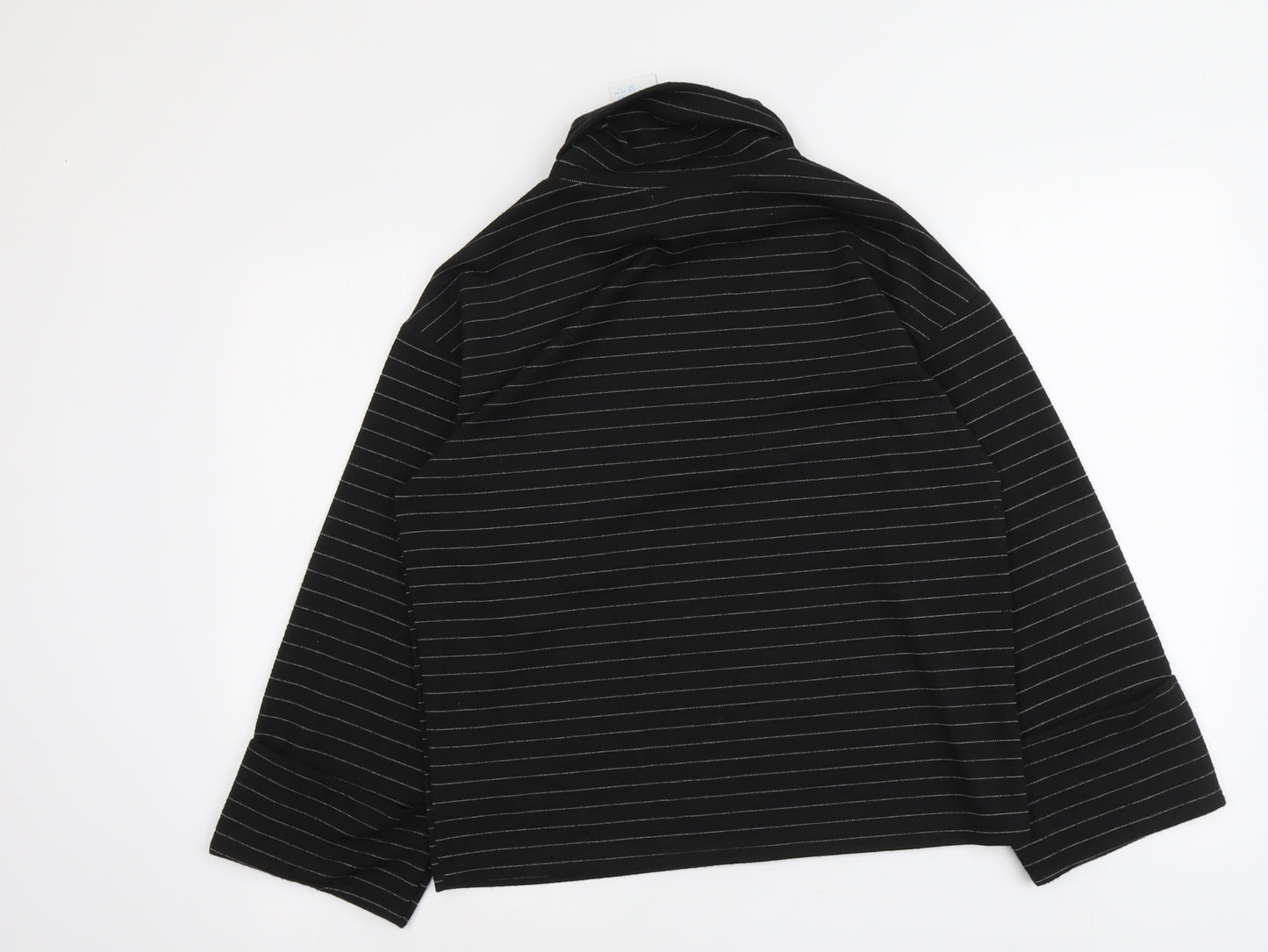 Primark Womens Black Striped Polyester Basic T-Shirt Size S Roll Neck