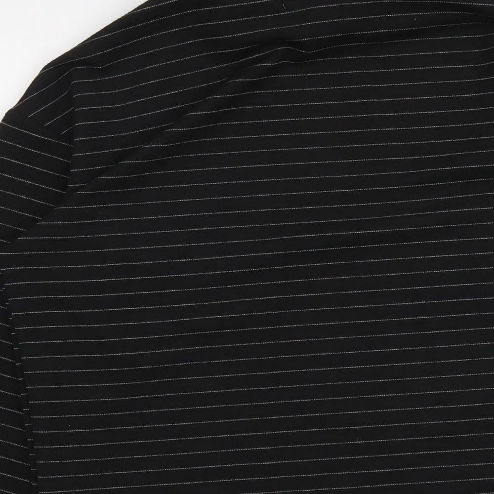 Primark Womens Black Striped Polyester Basic T-Shirt Size S Roll Neck