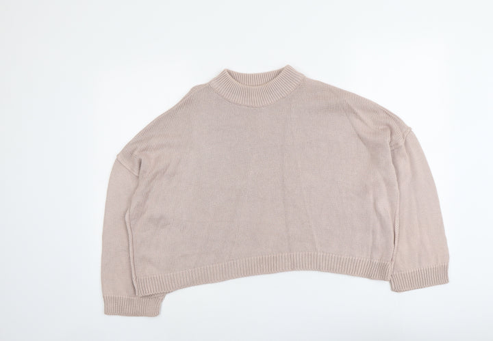 New Look Womens Pink Round Neck Acrylic Pullover Jumper Size S