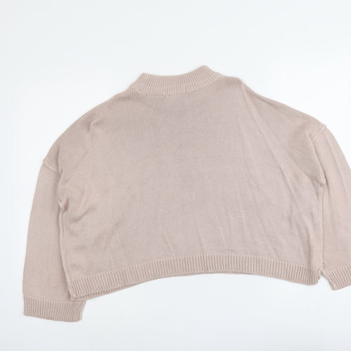 New Look Womens Pink Round Neck Acrylic Pullover Jumper Size S