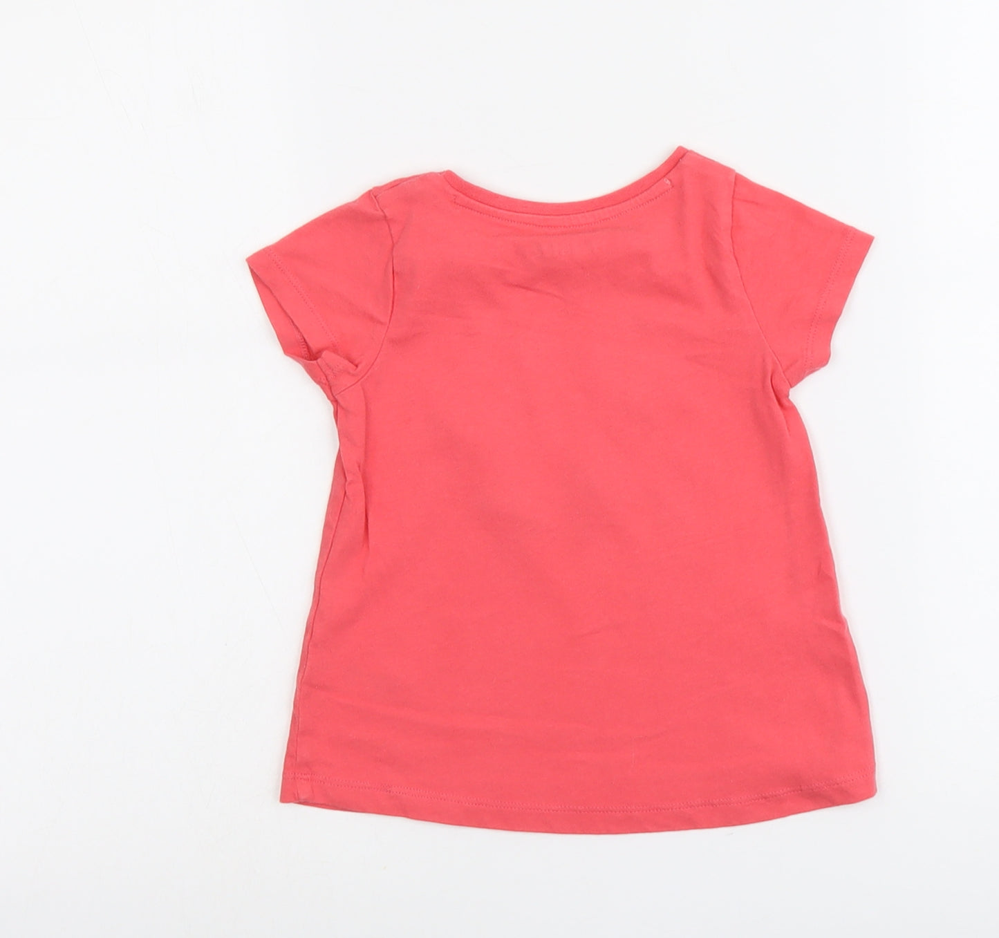 Nutmeg Girls Pink Cotton Basic T-Shirt Size 3-4 Years Round Neck Pullover