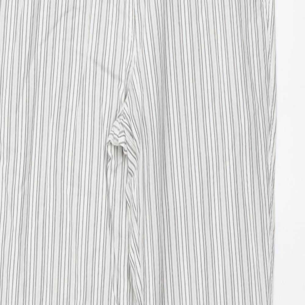NEXT Womens Grey Striped Cotton Trousers Size 6 L26 in Regular Button