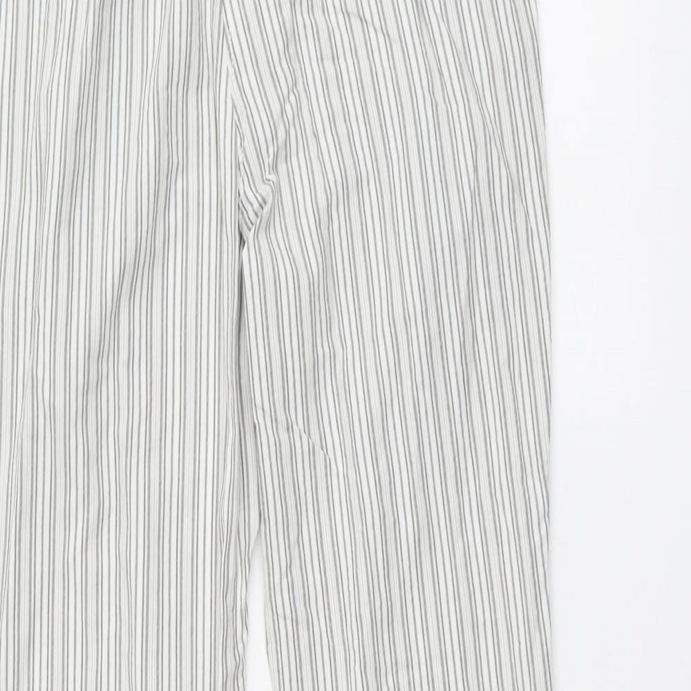 NEXT Womens Grey Striped Cotton Trousers Size 6 L26 in Regular Button