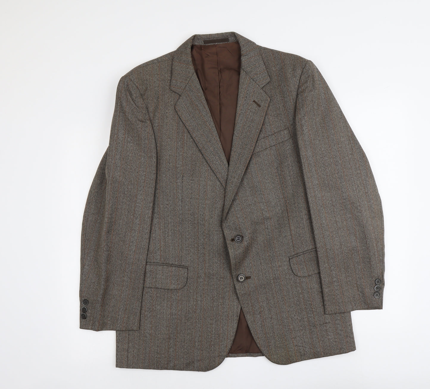Austin Reed Mens Brown Plaid Polyester Jacket Blazer Size M Regular
