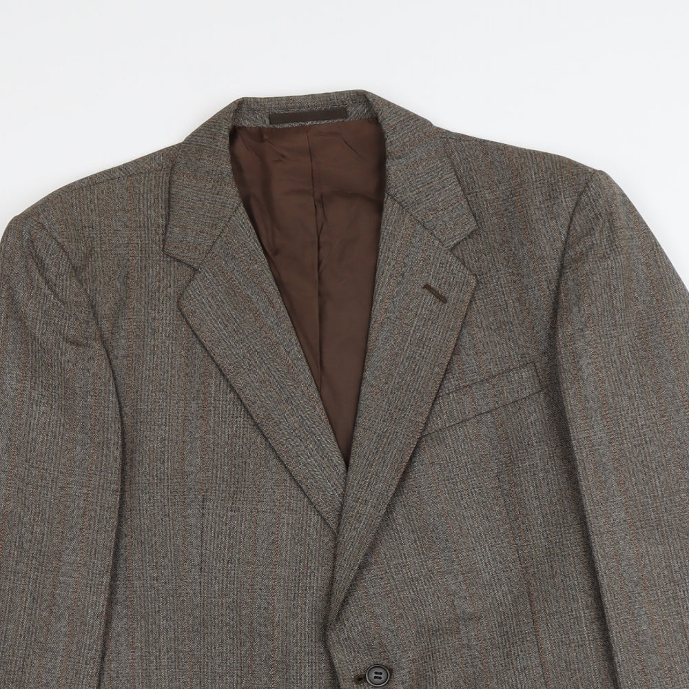 Austin Reed Mens Brown Plaid Polyester Jacket Blazer Size M Regular