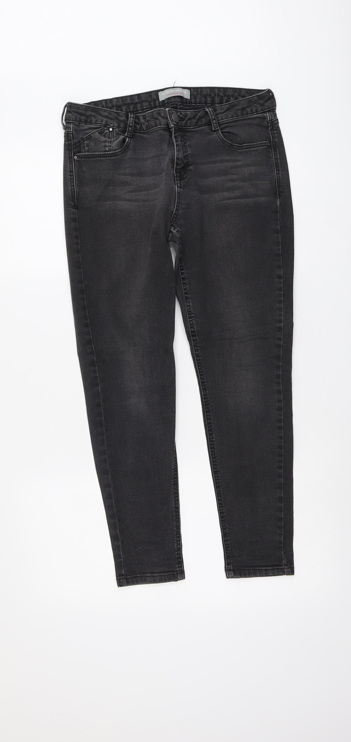 Dorothy Perkins Womens Grey Cotton Skinny Jeans Size 12 L26 in Regular Button