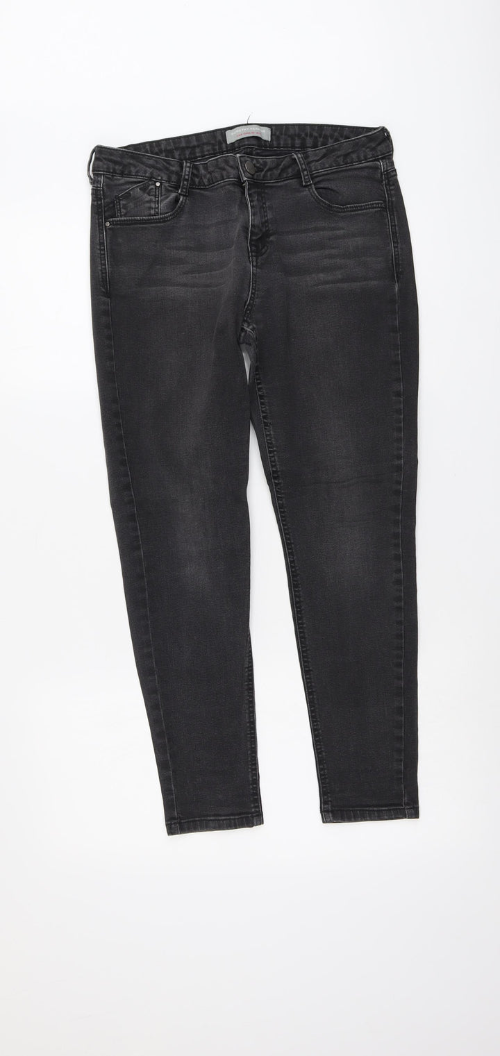 Dorothy Perkins Womens Grey Cotton Skinny Jeans Size 12 L26 in Regular Button