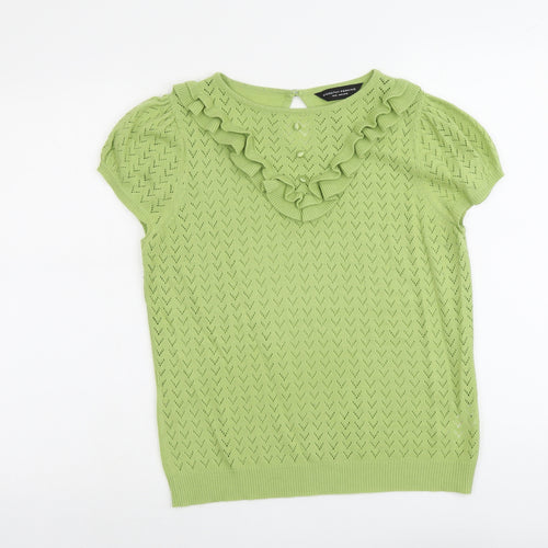 Dorothy Perkins Womens Green Round Neck Geometric Acrylic Pullover Jumper Size 16