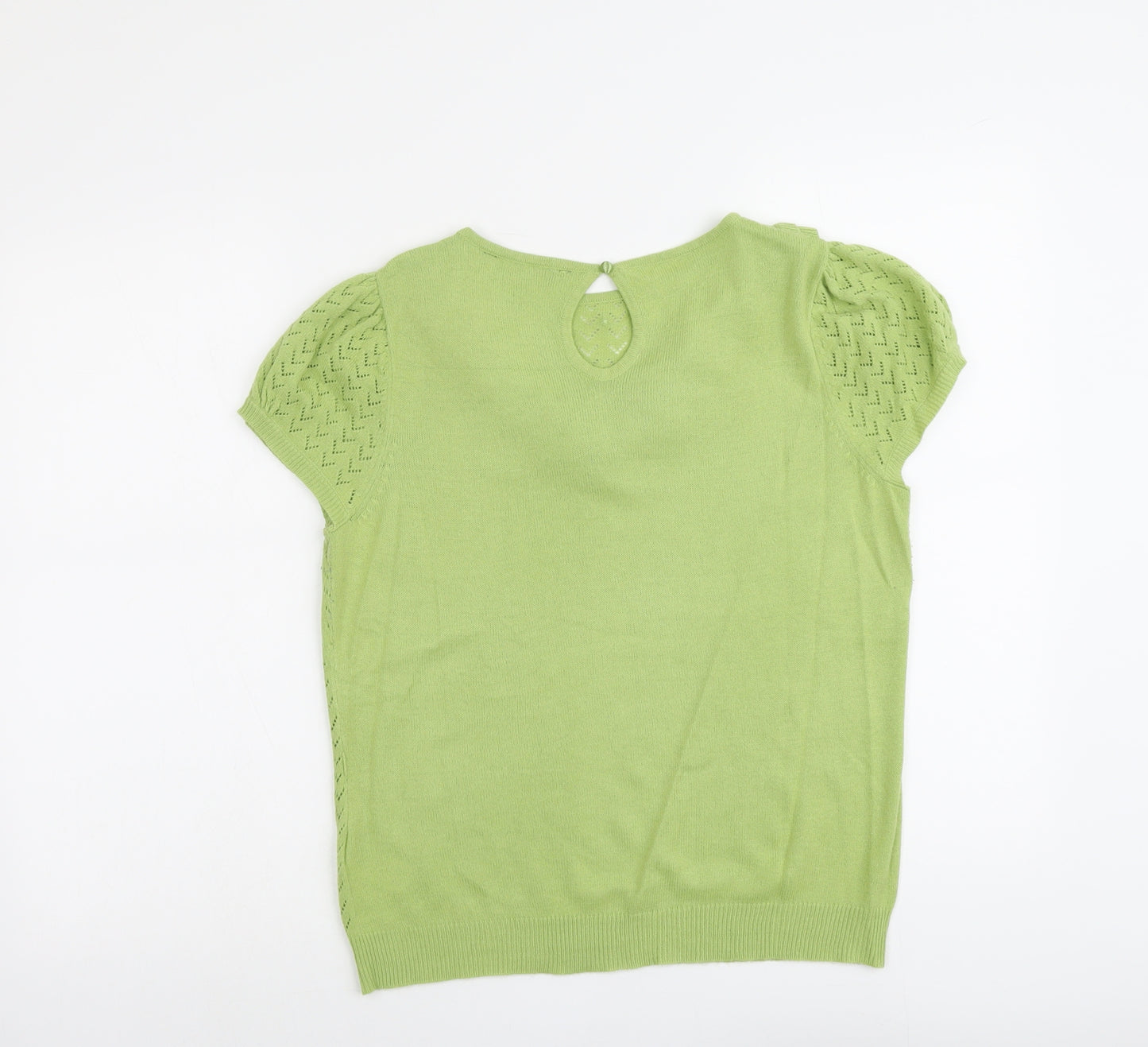 Dorothy Perkins Womens Green Round Neck Geometric Acrylic Pullover Jumper Size 16