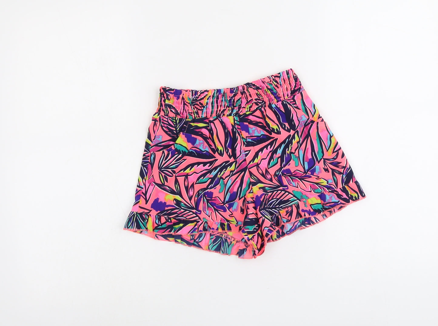 Candy Couture Girls Pink Geometric Polyester Hot Pants Shorts Size 10 Years Regular - Leaf Print
