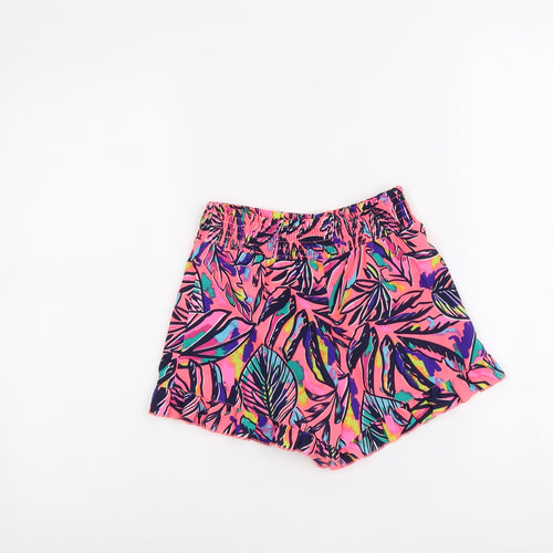 Candy Couture Girls Pink Geometric Polyester Hot Pants Shorts Size 10 Years Regular - Leaf Print