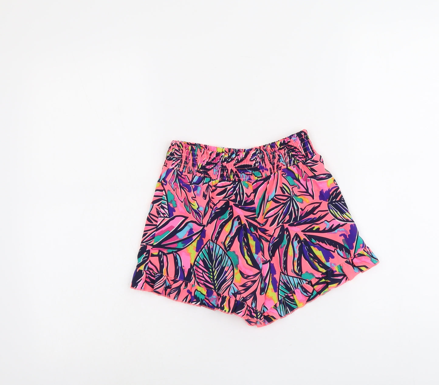 Candy Couture Girls Pink Geometric Polyester Hot Pants Shorts Size 10 Years Regular - Leaf Print