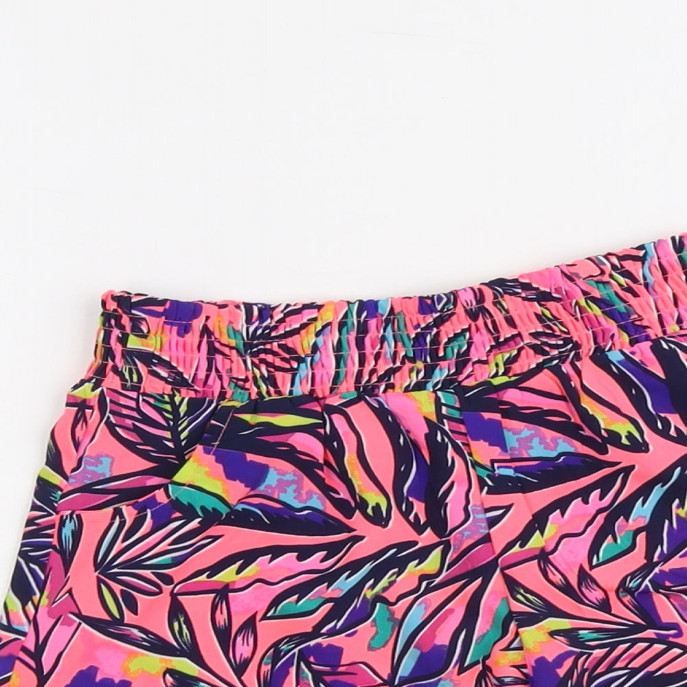 Candy Couture Girls Pink Geometric Polyester Hot Pants Shorts Size 10 Years Regular - Leaf Print
