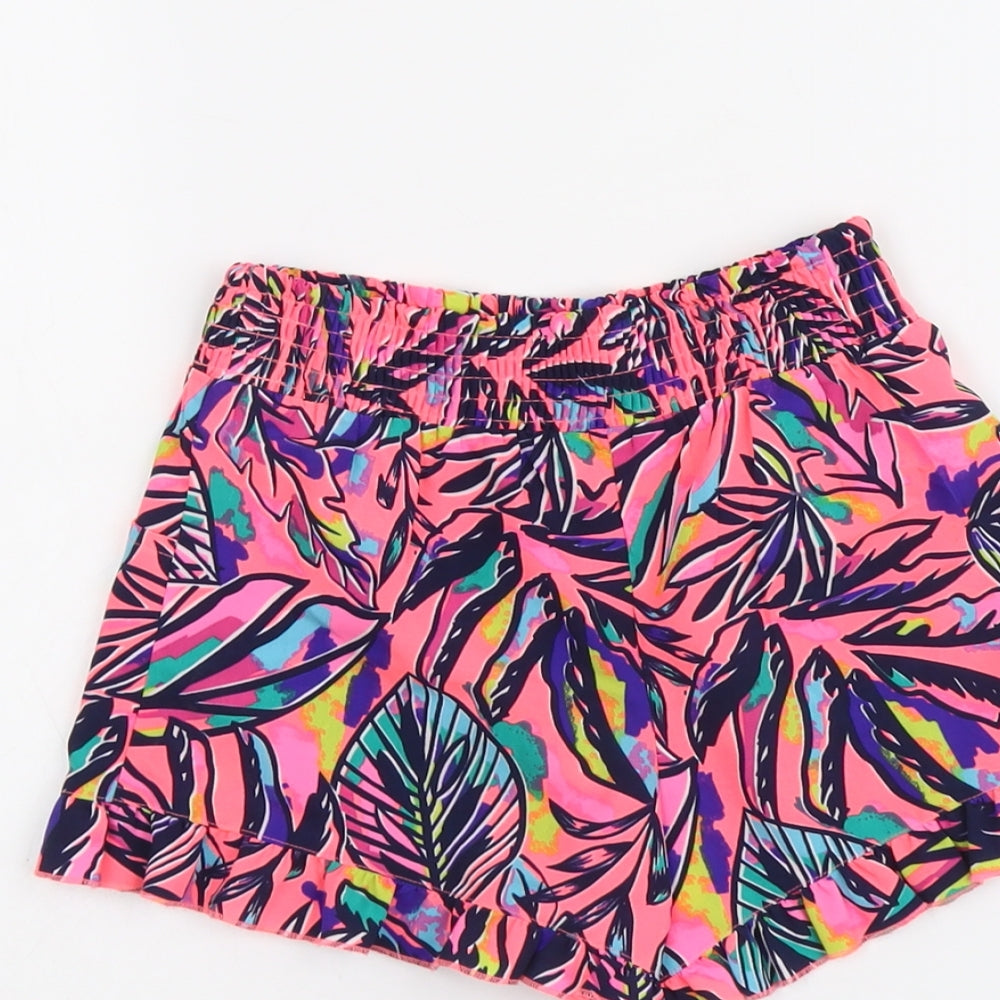 Candy Couture Girls Pink Geometric Polyester Hot Pants Shorts Size 10 Years Regular - Leaf Print
