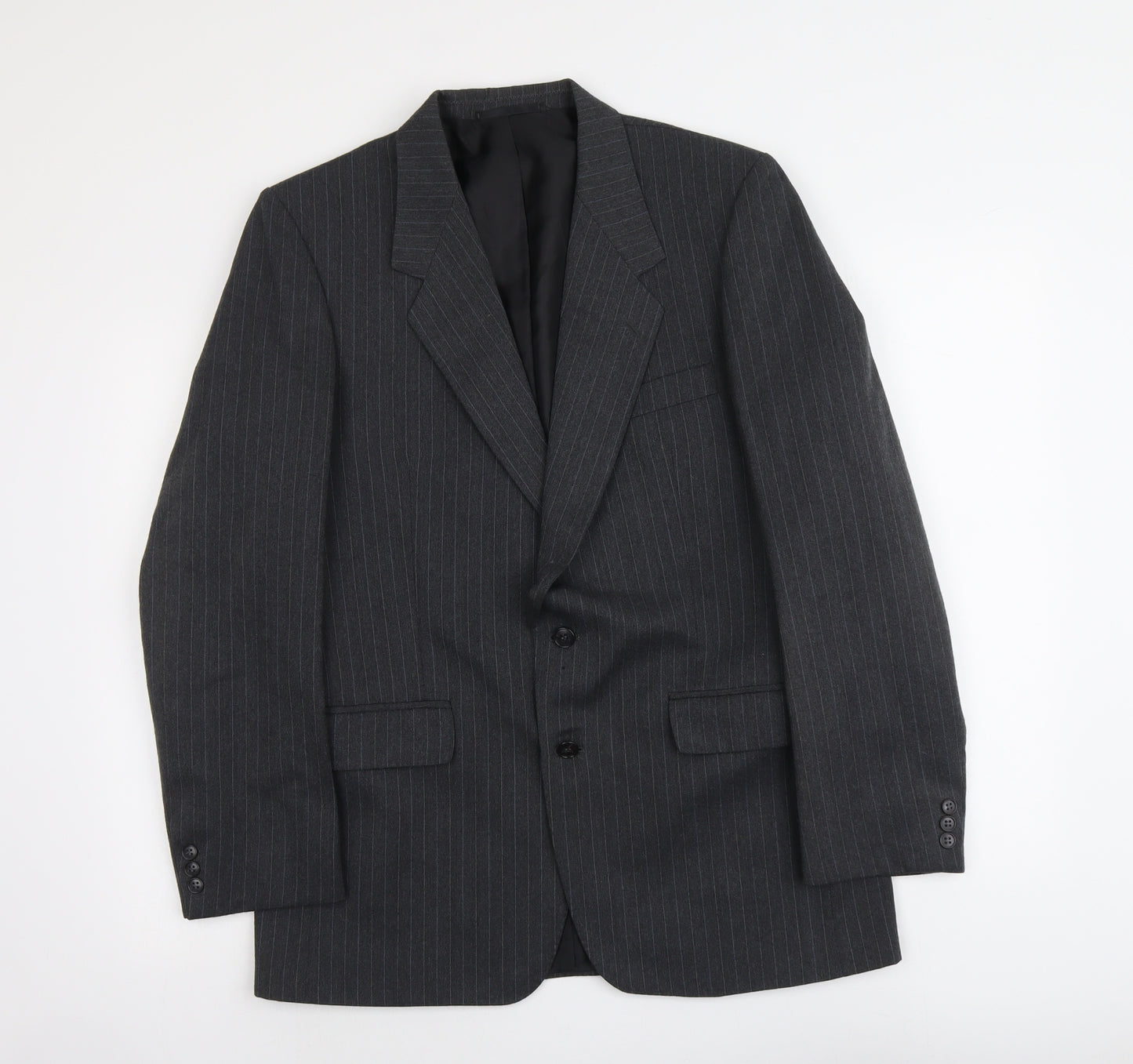 C&A Mens Grey Striped Wool Jacket Suit Jacket Size M Regular
