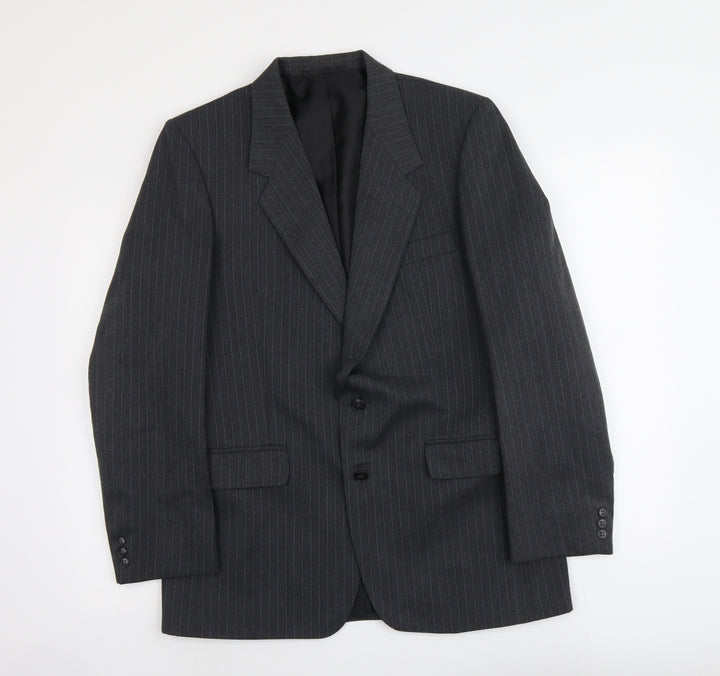 C&A Mens Grey Striped Wool Jacket Suit Jacket Size M Regular