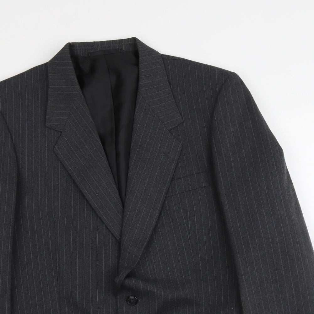 C&A Mens Grey Striped Wool Jacket Suit Jacket Size M Regular