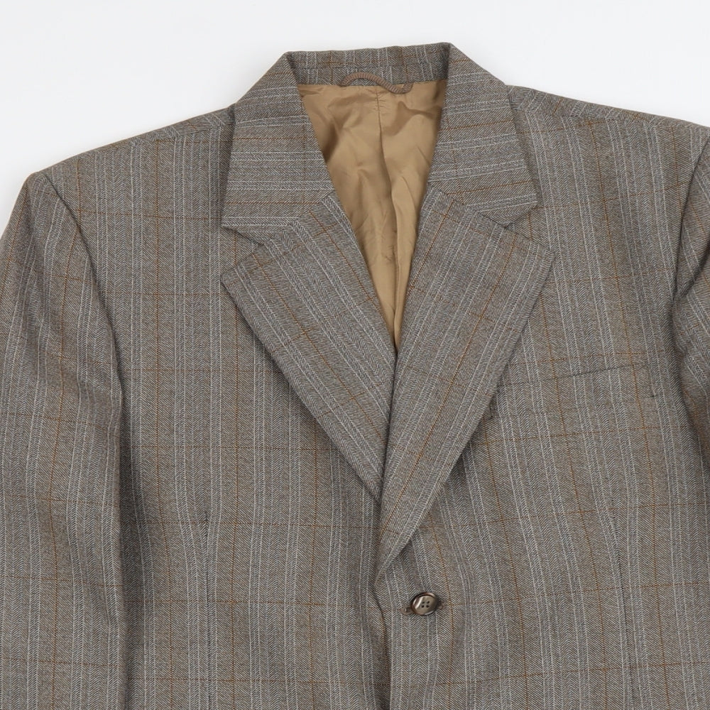 Clifford James Mens Brown Check Polyester Jacket Blazer Size L Regular