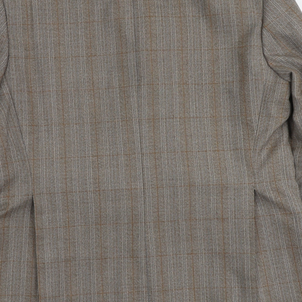 Clifford James Mens Brown Check Polyester Jacket Blazer Size L Regular