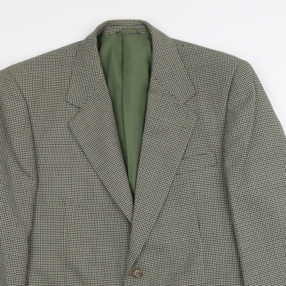 Avenue Mens Grey Geometric Polyester Jacket Blazer Size L Regular