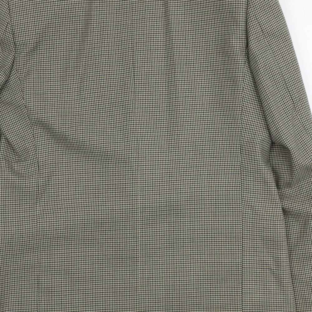 Avenue Mens Grey Geometric Polyester Jacket Blazer Size L Regular