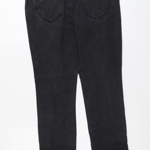 Denim & Co. Womens Grey Cotton Straight Jeans Size 10 L24 in Regular Button