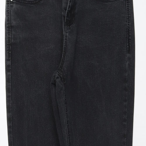 Denim & Co. Womens Grey Cotton Straight Jeans Size 10 L24 in Regular Button