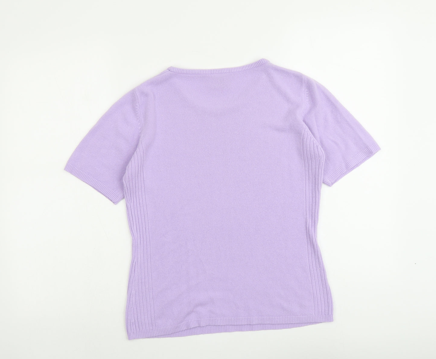 Ladies Womens Purple Round Neck Acrylic Pullover Jumper Size 10